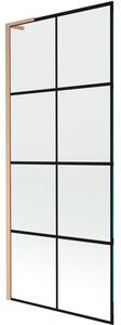 Mexen Next L, 1 szárnyú kádparaván 80 x 150 cm, 6mm átlátszó üveg-fekete mintás, rézprofil, 895-080-000-03-77-65