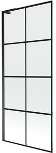 Mexen Next L, 1 szárnyas kádparaván 80 x 150 cm, 6mm átlátszó üveg-fekete mintás, fekete profil, 895-080-000-03-77-70