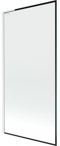 Mexen Next L, 1 szárnyú kádparaván 90 x 150 cm, 6mm átlátszó üveg-fekete mintás, fehér profil, 895-090-000-03-70-20