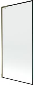 Mexen Next L, 1 szárnyas kádparaván 90 x 150 cm, 6mm átlátszó üveg-fekete mintás, arany fényes profil, 895-090-000-03-70-50