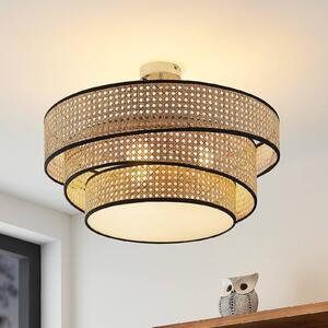 Lucande Elowen mennyezeti lámpa, Ø 56 cm, rattan, bambusz, dimmelhető, Világos fa, Nappali / Étkező, Bambusz, Modern