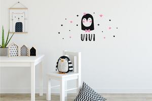 Pingvin falmatrica, egyedi név - fekete, rózsaszín