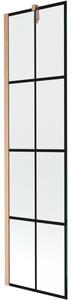 Mexen Next, 1 szárnyas kádparaván 50 x 150 cm, 6mm átlátszó üveg - fekete mintás, réz matt, 895-050-000-00-70-77