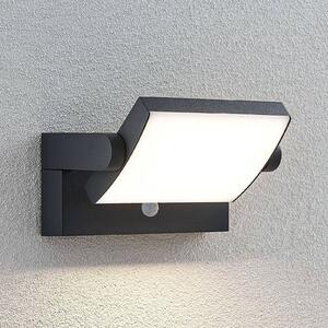 Lindby LED kültéri falilámpa Sherin, antracit, érzékelő, IP54, Fekete, Alumínium, Modern