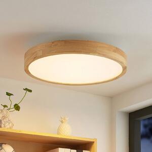 Lindby LED mennyezeti lámpa Lanira, Ø 50 cm, fa, távirányító, CCT, dimmelhető, Világos fa, Nappali / Étkező, Fa, Modern