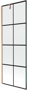 Mexen Next, 1 szárnyas kádparaván 70 x 150 cm, 6mm átlátszó üveg - fekete mintás, réz matt, 895-070-000-00-70-77