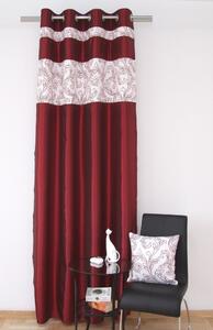 Bordó luxus drapériák ágytakarókhoz fehér motívummal Szélesség: 140 cm | Hossz: 250 cm (1 darabos készletben)