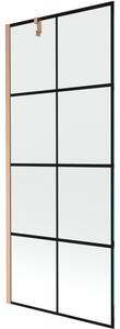 Mexen Next, 1 szárnyas kádparaván 80 x 150 cm, 6 mm átlátszó üveg - fekete mintás, réz matt, 895-080-000-00-70-77