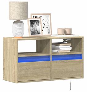 Sonoma tölgy színű fali TV-szekrény LED-ekkel 80x31x45 cm