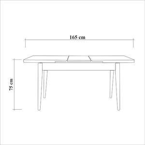 Széthúzható étkezőasztal 2 székkel és egy paddal Vlasta (dió + szürke). 1072381