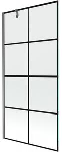 Mexen Next, 1 szárnyas kádparaván 90 x 150 cm, 6mm átlátszó üveg - fekete mintás, grafit, 895-090-000-00-77-95
