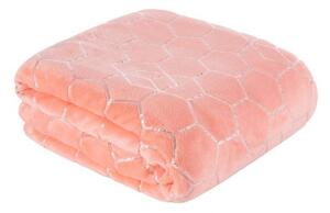 Divatos korall rózsaszín meleg takaró ezüst mintával Szélesség: 70 cm | Hossz: 160 cm