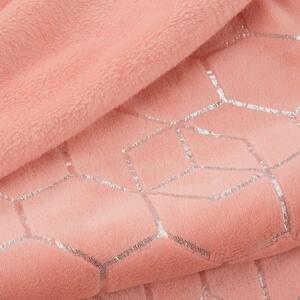 Divatos korall rózsaszín meleg takaró ezüst mintával Szélesség: 70 cm | Hossz: 160 cm