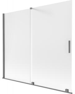 Mexen Velar, 2 szárnyas eltolható kádparaván 180 x 150 cm, 8 mm mattüveg, polírozott grafit, 896-180-000-31-95