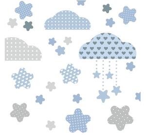 Dekoratív baba falmatrica kék felhőkkel 50 x 100 cm