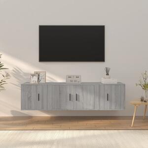 3 részes szürke sonoma színű szerelt fa TV-szekrényszett