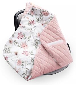 Luxus bársony hordozó takaró - Boho flowers, rózsaszín