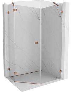 Mexen Lunar, Mexen Lunar ötszögletű zuhanykabin csuklós bal oldali ablakkal 80 x 100 cm, 8mm átlátszó üveg, rózsa arany profil, 831-080L-100P-60-00-L