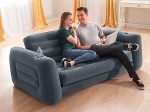 Összehajtható, felfújható kanapé 2 az 1-ben, sötétszürke színben