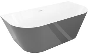 Mexen Oval Slim, szabadon álló, falhoz szerelhető kád, 170 x 80 cm, fehér-szürke, fehér túlfolyóval, 52661708062-20