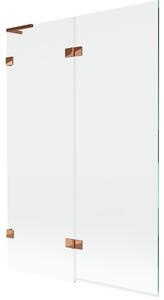 Mexen Lunar L, kétszárnyú kádparaván bal oldali 120 x 150 cm, átlátszó üveg, rozéarany, 897L-120-100-60-00-L
