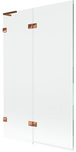 Mexen Lunar L, kétszárnyú kádparaván bal oldali 110 x 150 cm, átlátszó üveg, rozéarany, 897L-110-100-60-00-L