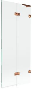Mexen Lunar L, kétszárnyú kádparaván jobb oldali 80 x 150 cm, átlátszó üveg, rozéarany, 897L-080-100-60-00-P