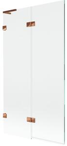 Mexen Lunar L, kétszárnyú kádparaván bal oldali 100 x 150 cm, átlátszó üveg, rozéarany, 897L-100-100-60-00-L