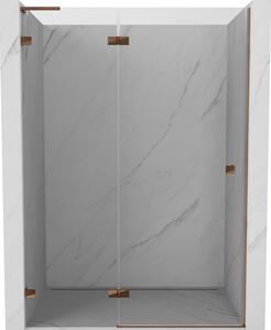 Mexen Lunar L, Forgó bal oldali zuhanyajtó 130 cm, 8 mm-es átlátszó üveg, rozéarany profil, 834L-130-000-60-00-L