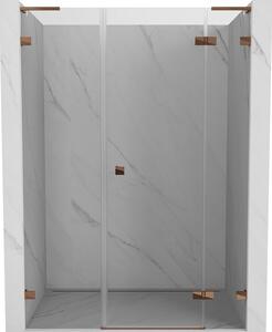 Mexen Lunar L, jobb oldali billenő zuhanyajtó 120 cm, 8 mm-es átlátszó üveg, rozéarany profil, 834SL-120-050-60-00-P