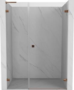 Mexen Lunar-B, bal oldali jobbos nyíló zuhanyajtó 110 cm, 8 mm-es átlátszó üveg, rozéarany profil, 832SL-110-050-60-00-P