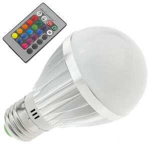 RGB LED villanykörte, távirányítóval E27 foglalattal
