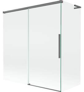 Mexen Rox, L tolóajtós, kétszárnyú kádparaván 150 + 70 x 150 cm, 8 mm-es átlátszó üveg, grafit profil, 8C9L-150-070-95-00