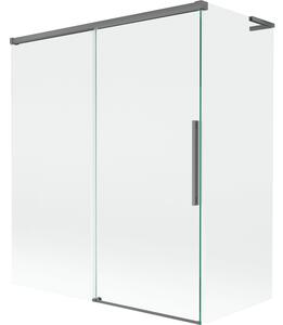 Mexen Rox, L tolóajtós, kétszárnyú kádparaván 140 + 70 x 150 cm, 8 mm-es átlátszó üveg, grafit profil, 8C9L-140-070-95-00