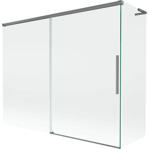 Mexen Rox, L kétszárnyú tolóajtós kádparaván 190 + 80 x 150 cm, 8 mm-es átlátszó üveg, grafit profil, 8C9L-190-080-95-00