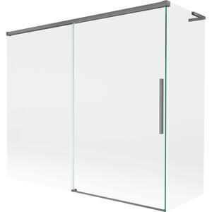 Mexen Rox, L tolóajtós, kétszárnyú kádparaván 180 + 80 x 150 cm, 8 mm-es átlátszó üveg, grafit profil, 8C9L-180-080-95-00
