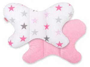 Sweet baby plüss pillangó párna - rózsaszín, szürke csillagok