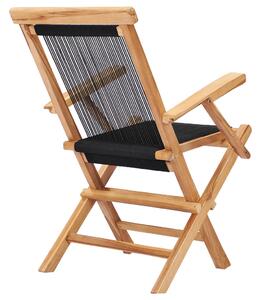 VidaXL 2 db összecsukható tömör tíkfa és kötél kerti szék