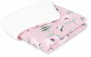 Prémium Teddy Bear takaró-párna szett - Flowers, rózsaszín, ekrü bársony