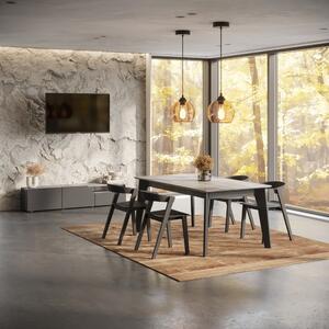 Fekete bővíthető étkezőasztal beton dekoros asztallappal 100x180 cm Shadow – TemaHome