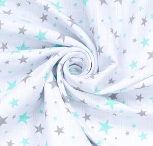Prémium kétrétegű muszlin takaró - Menta szürke csillgok, szürke