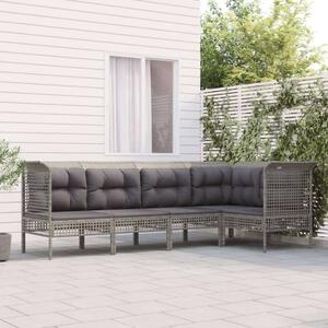 Polyrattan Kerti Ülőgarnitúra - 5 részes - Szürke