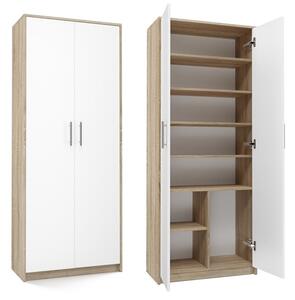 Odell MIX Oliv 2D könyvespolc, irodai szekrény, 74x180x35 cm, sonoma-fehér