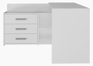 Drohmo Dany sarok íróasztal polccal, tárolóval, 120x76x50 cm, fehér