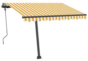 VidaXL sárga-fehér kézzel kihúzható póznás napellenző 300 x 250 cm
