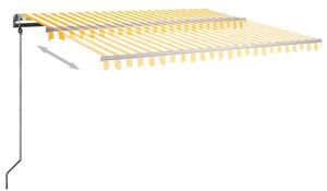 VidaXL sárga és fehér kézzel kihúzható póznás napellenző 450 x 300 cm