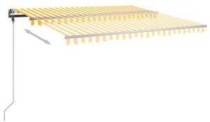 VidaXL sárga és fehér kézzel kihúzható póznás napellenző 400 x 300 cm
