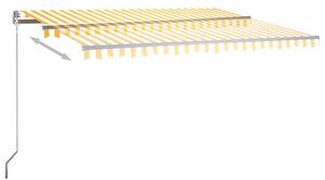 VidaXL sárga és fehér automata póznás napellenző 400 x 300 cm