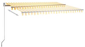 VidaXL sárga-fehér automata póznás napellenző 450 x 300 cm