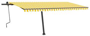 VidaXL sárga-fehér kézzel kihúzható póznás napellenző 500 x 300 cm